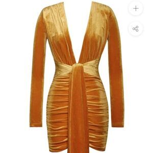 Miss Circle New York Infinite Love Deep V Velvet Dress With Strap XS